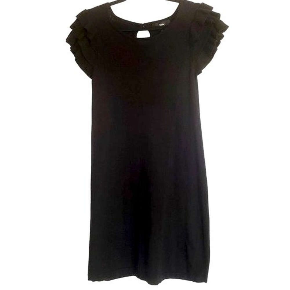 Mossimo Knit ruffle dress size XS short sleeve‎ black Midi